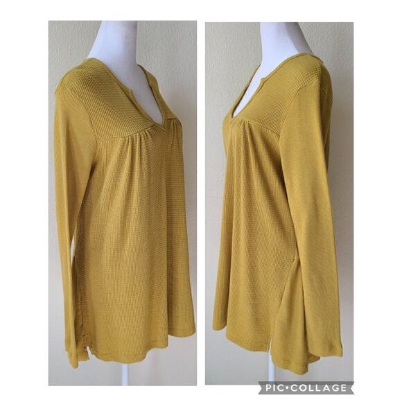 Anthropologie T. la Women's Waffle Knit Tunic Top Sz Medium Boho Relaxed Thermal - Picture 2 of 12